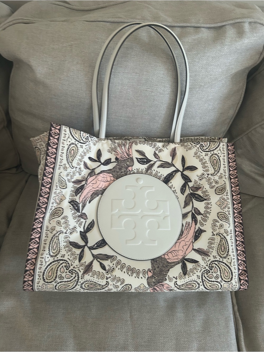 TORY BURCH ELLA large tote bag in pink cockatoo. - Picture 10 of 16
